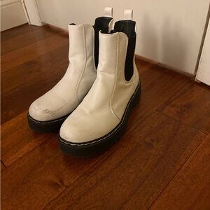 Women’s White and Black Ankle Boots